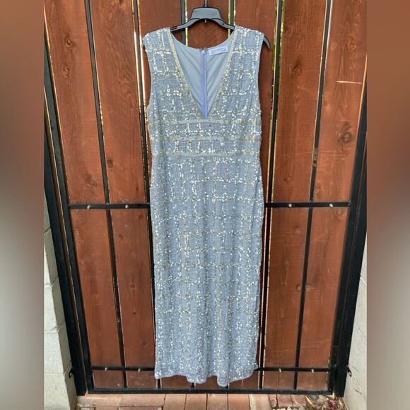 Mac Duggal Beaded Sleeveless Tea Length Sheath Dress size 12 NWT - Picture 2 of 11